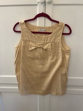 Topshop Yelloe Stripe Bow-Accent Sleeveless Top uk 14 us 10
